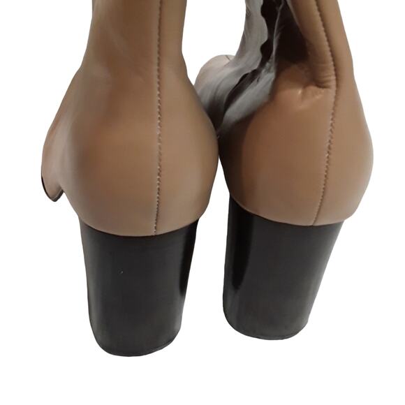 NWOB Genuine Leather Colin Stuart Tan Boots With Block Heel Pointed Toe 9.5 - Picture 3 of 4